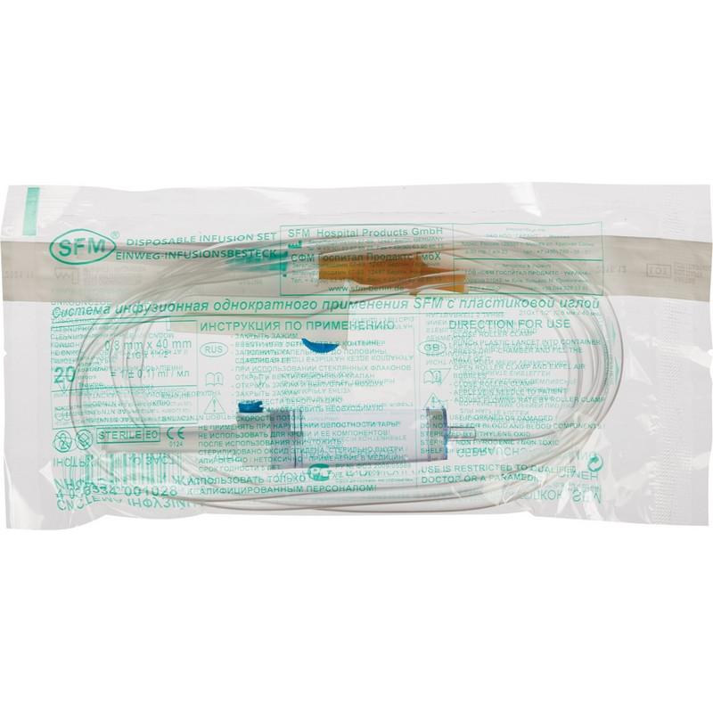 Система переливания р-ров одноразовая (пластик. игла) SFM 21G (0,8х40)