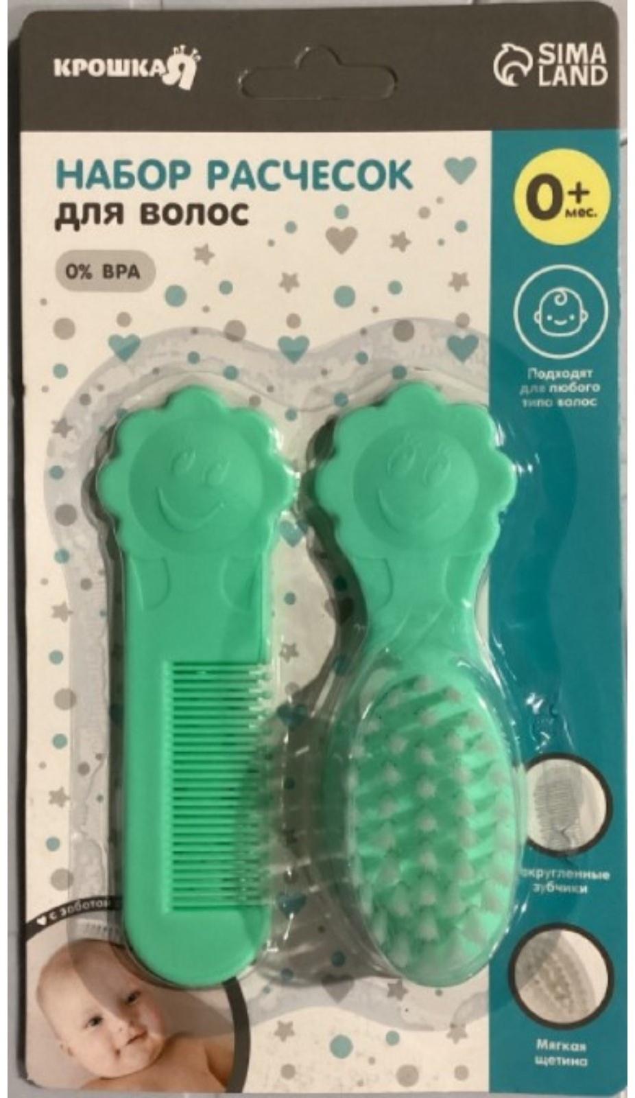 Набор для ухода за волосами: расческа и щетка «Цветочек»,  цвет бирюзовый