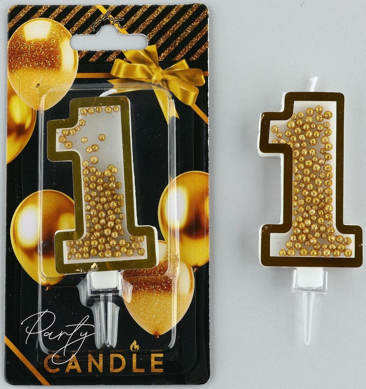 Свеча-цифра в торт с шейкером «1» , 9,5 х 3,8 см