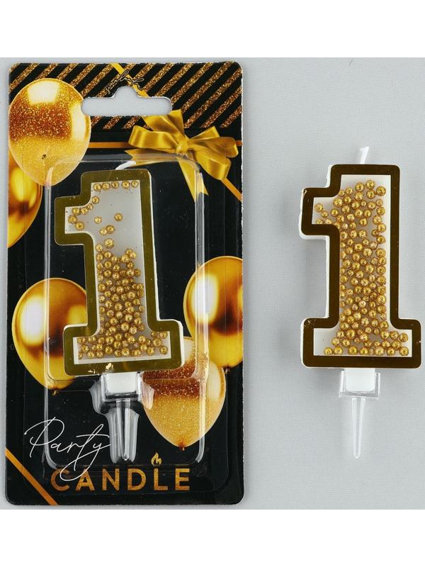 Свеча-цифра в торт с шейкером «1» , 9,5 х 3,8 см