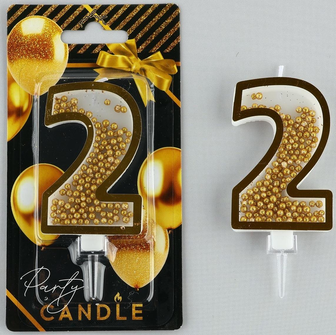 Свеча-цифра в торт с шейкером «2» , 9,6 х 4,4 см