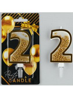 Свеча-цифра в торт с шейкером «2» , 9,6 х 4,4 см