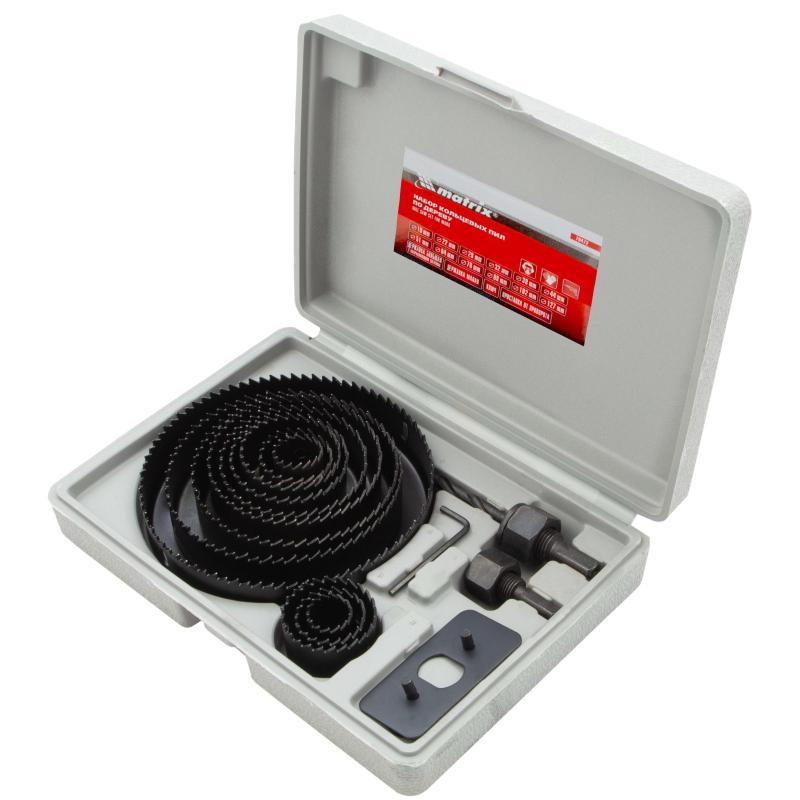 Набор кольцевых пил по дереву Matrix 19-127мм, 12 предм. (70472)