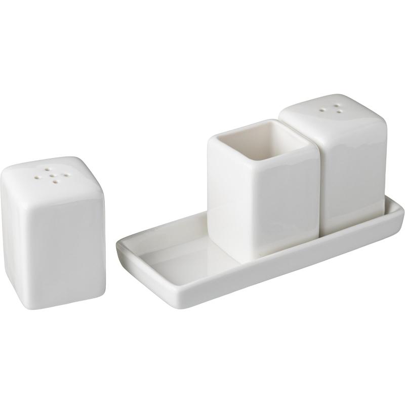 Набор для специй 3пр/наб на подст. Кунстверк фарфор H=60,L=130,B=55мм;белый