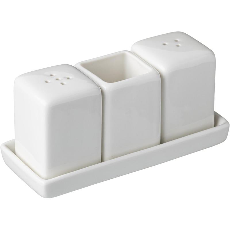 Набор для специй 3пр/наб на подст. Кунстверк фарфор H=60,L=130,B=55мм;белый