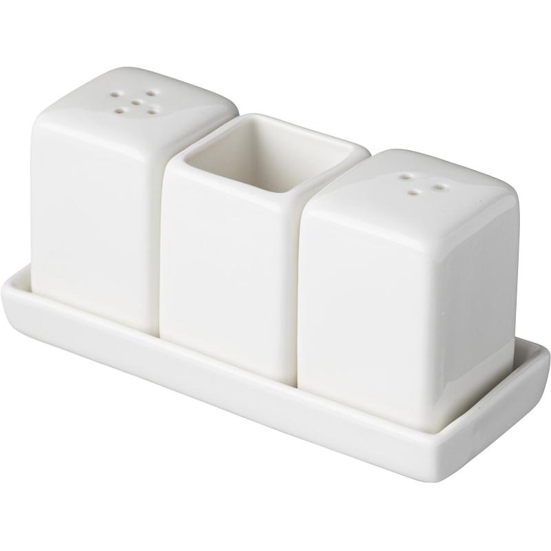 Набор для специй 3пр/наб на подст. Кунстверк фарфор H=60,L=130,B=55мм;белый