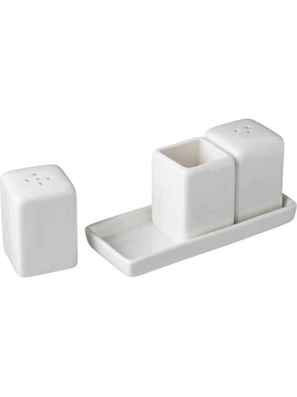 Набор для специй 3пр/наб на подст. Кунстверк фарфор H=60,L=130,B=55мм;белый