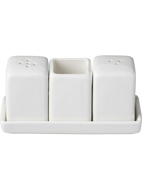 Набор для специй 3пр/наб на подст. Кунстверк фарфор H=60,L=130,B=55мм;белый