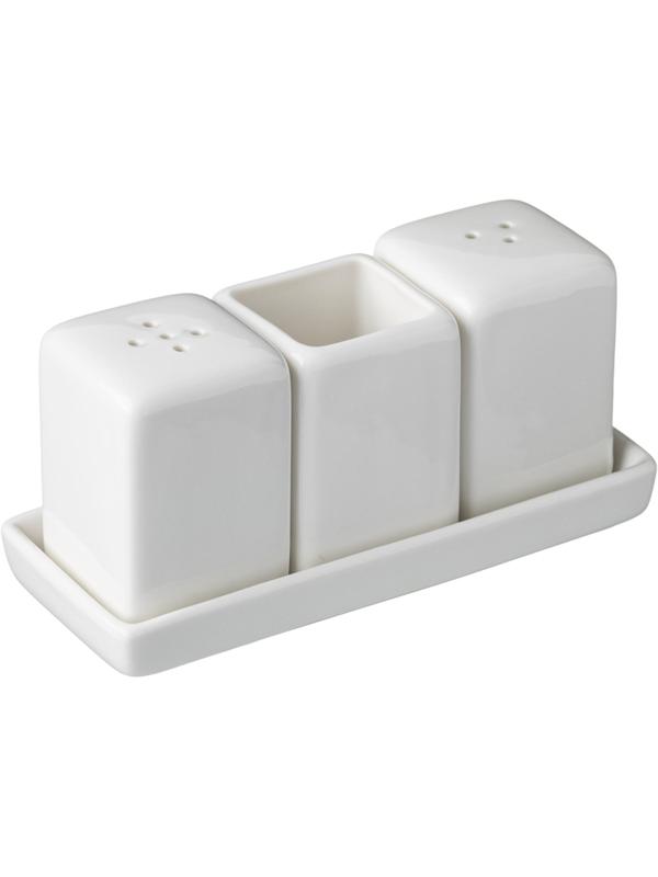 Набор для специй 3пр/наб на подст. Кунстверк фарфор H=60,L=130,B=55мм;белый