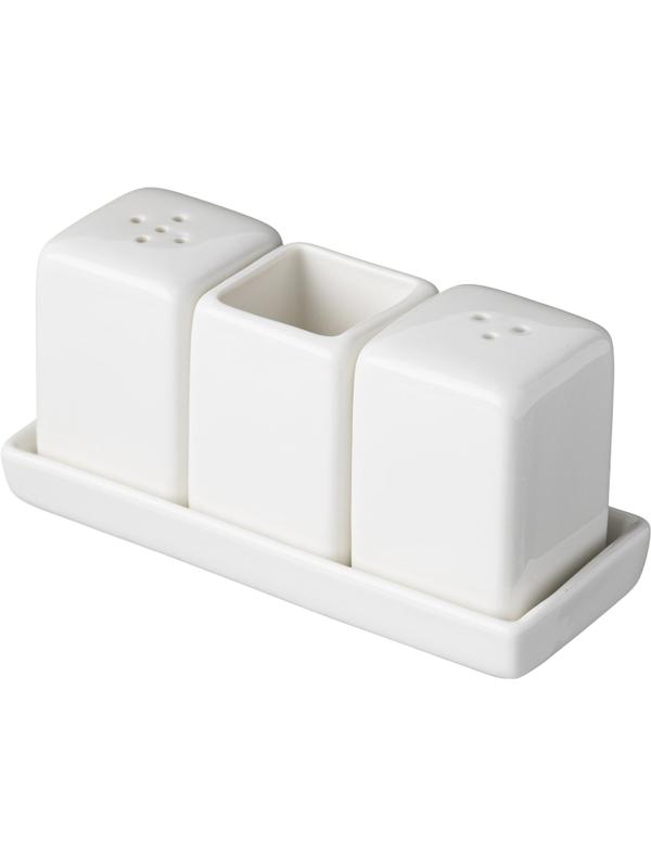 Набор для специй 3пр/наб на подст. Кунстверк фарфор H=60,L=130,B=55мм;белый