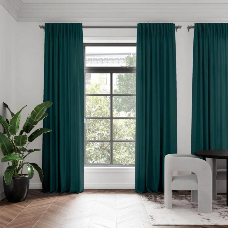 Комплект штор БЛЭКАУТ 200х270см, однотонный изумрудный лента 2шт, 6187625