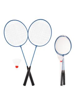 Бадминтон метал.; ракетки 2 шт 63*20 см., волан 1 шт., сетка, синий
