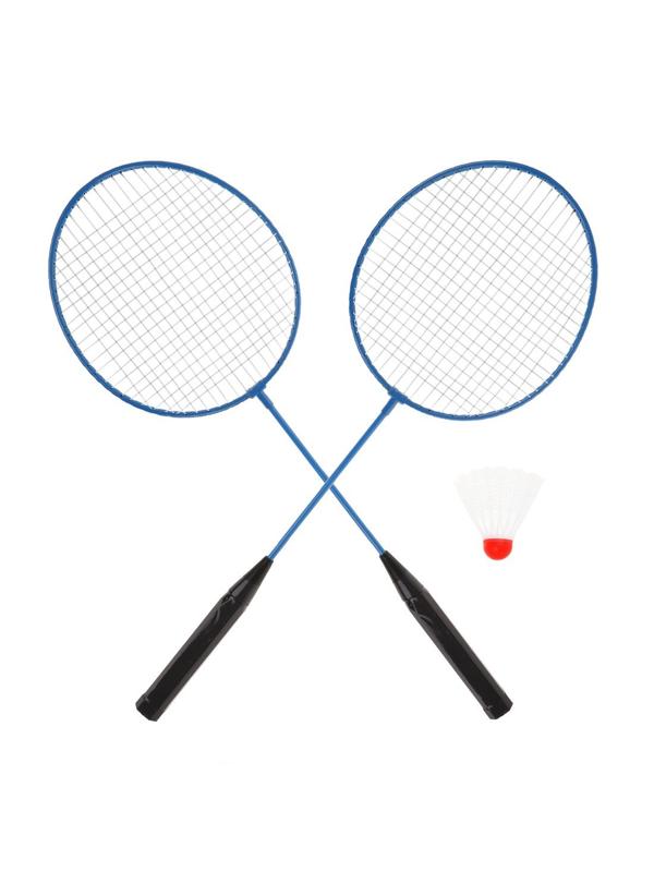 Бадминтон метал.; ракетки 2 шт 63*20 см., волан 1 шт., сетка, синий