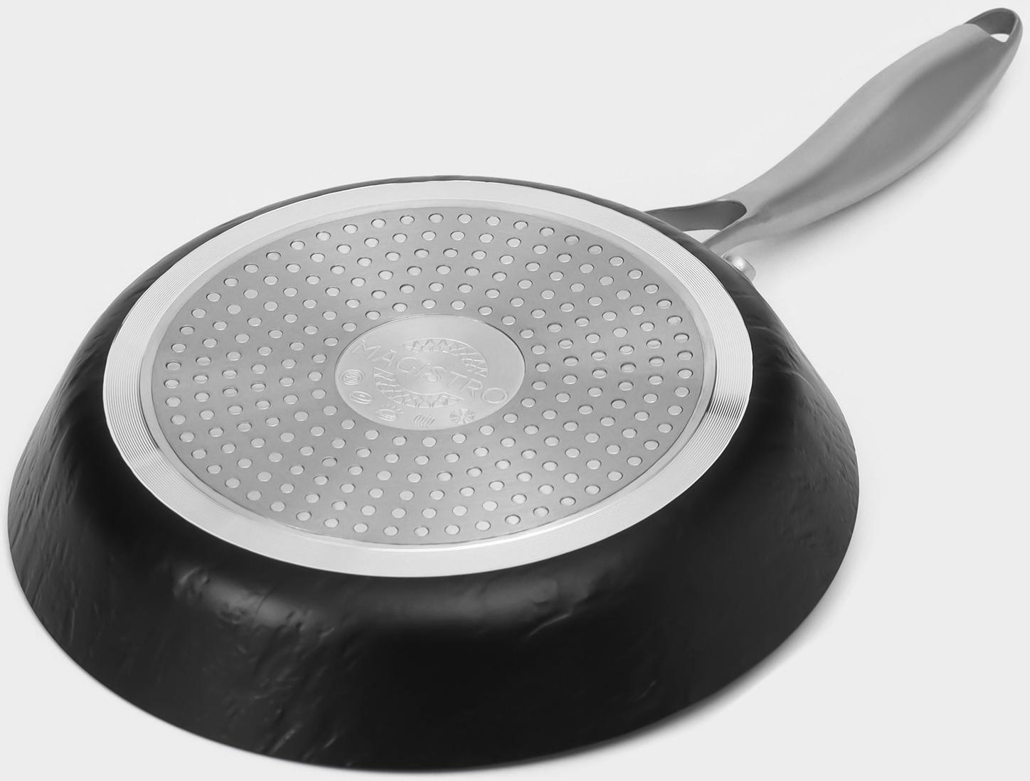 Сковорода Magistro Rock Stone, d=22 см, h=4,3 см, антипригарное покрытие, индукция, цвет чёрный