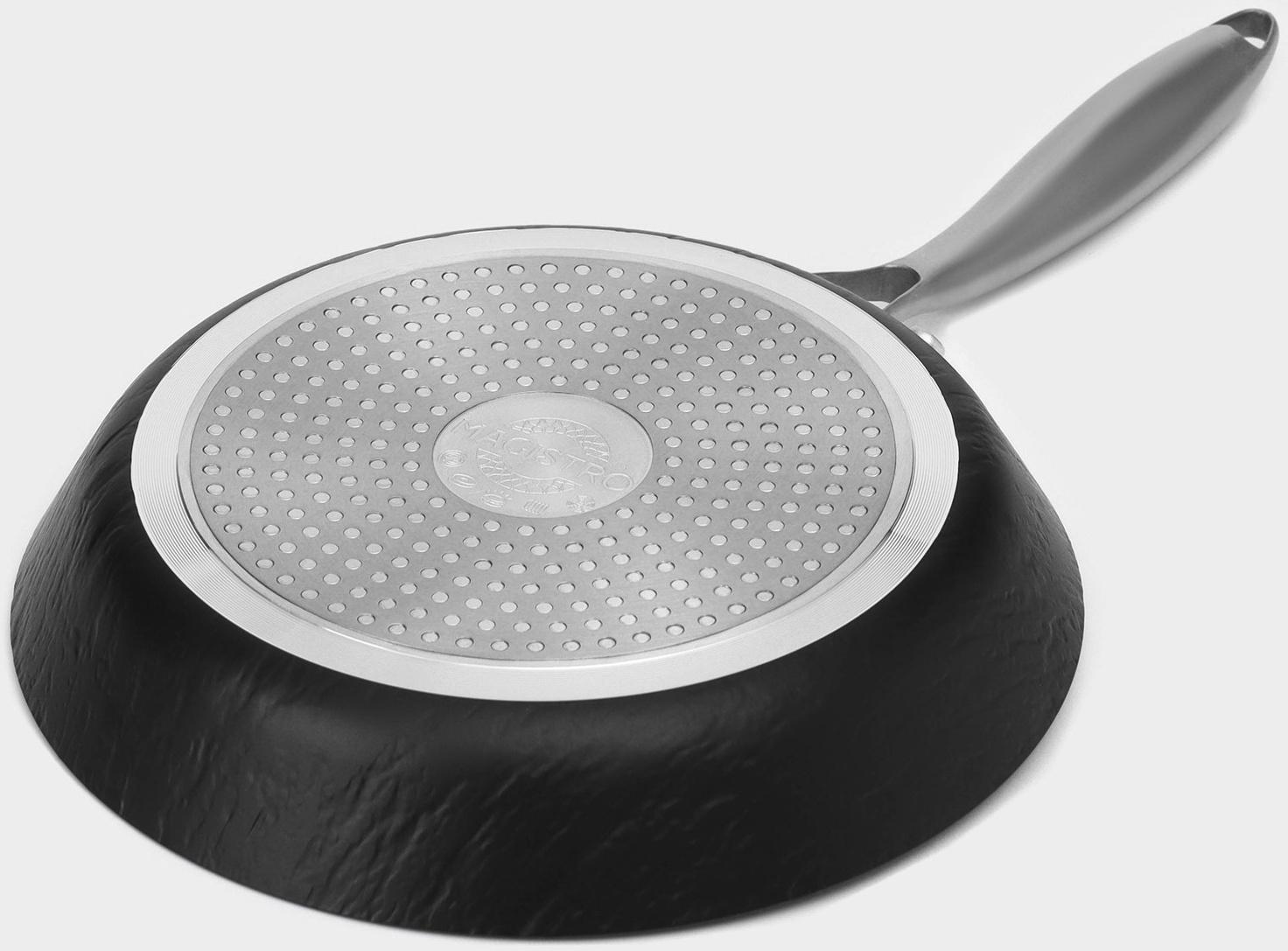 Сковорода Magistro Rock Stone, d=24 см, h=4,5 см, антипригарное покрытие, индукция, цвет чёрный