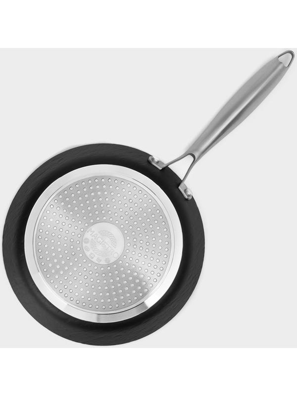 Сковорода Magistro Rock Stone, d=24 см, h=4,5 см, антипригарное покрытие, индукция, цвет чёрный