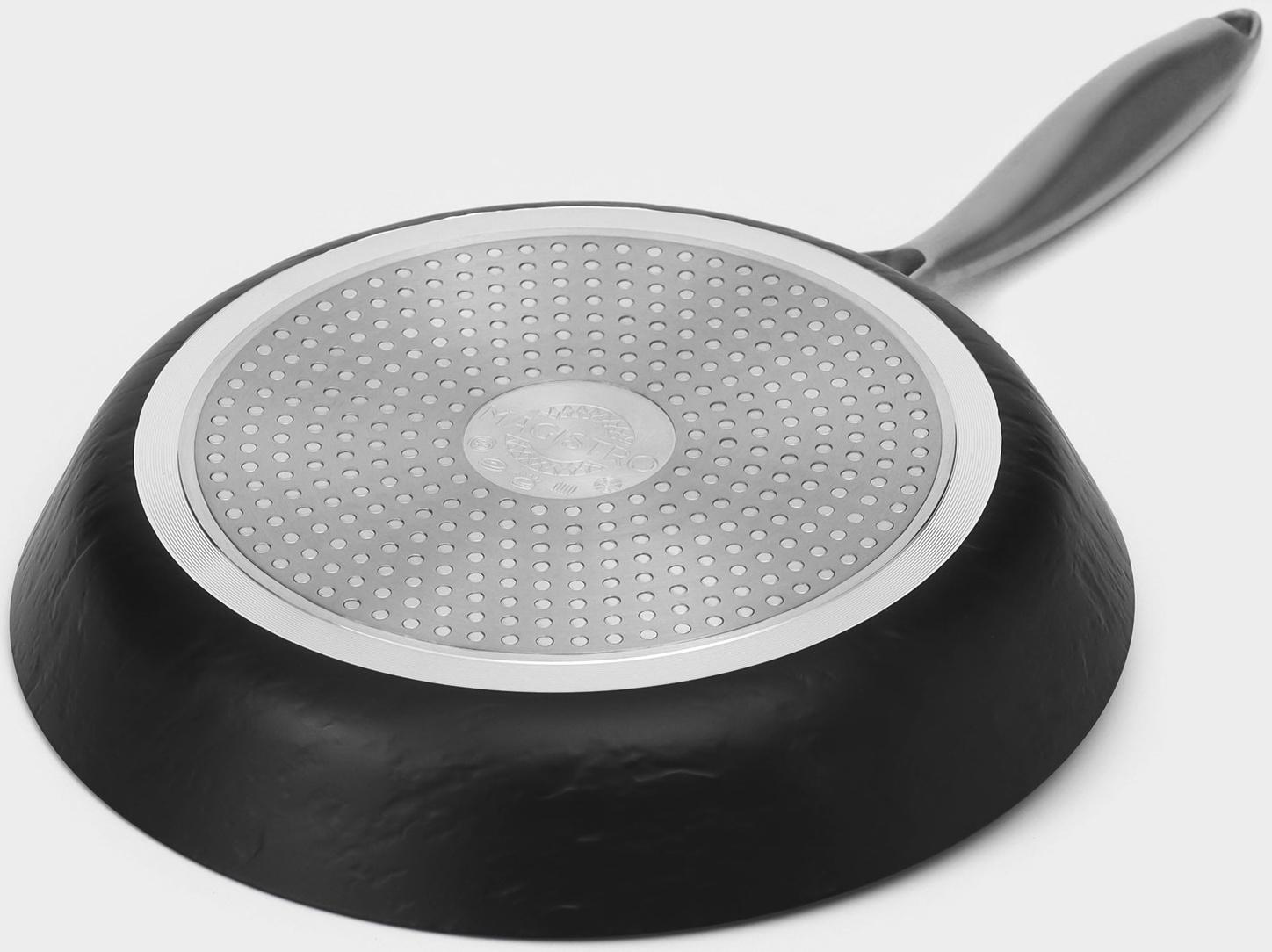 Сковорода Magistro Rock Stone, d=26 см, h=4,8 см, антипригарное покрытие, индукция, цвет чёрный