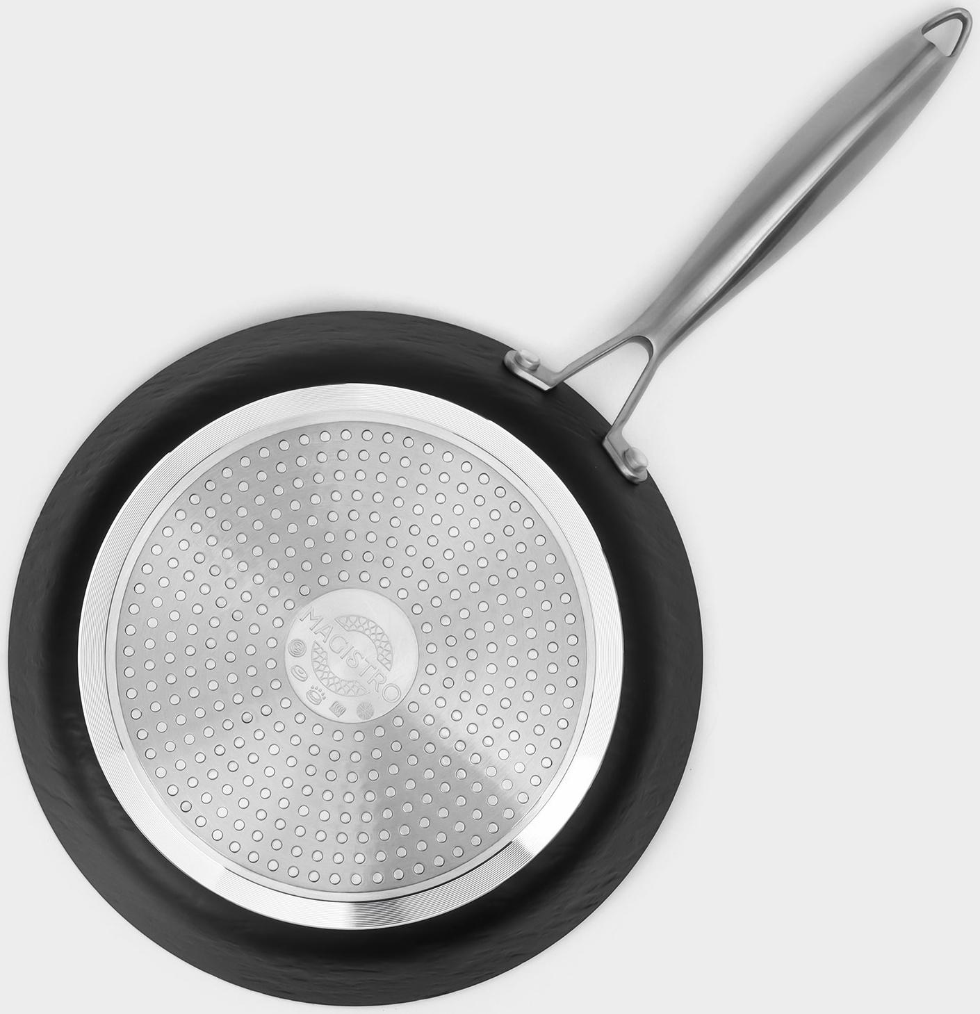 Сковорода Magistro Rock Stone, d=26 см, h=4,8 см, антипригарное покрытие, индукция, цвет чёрный