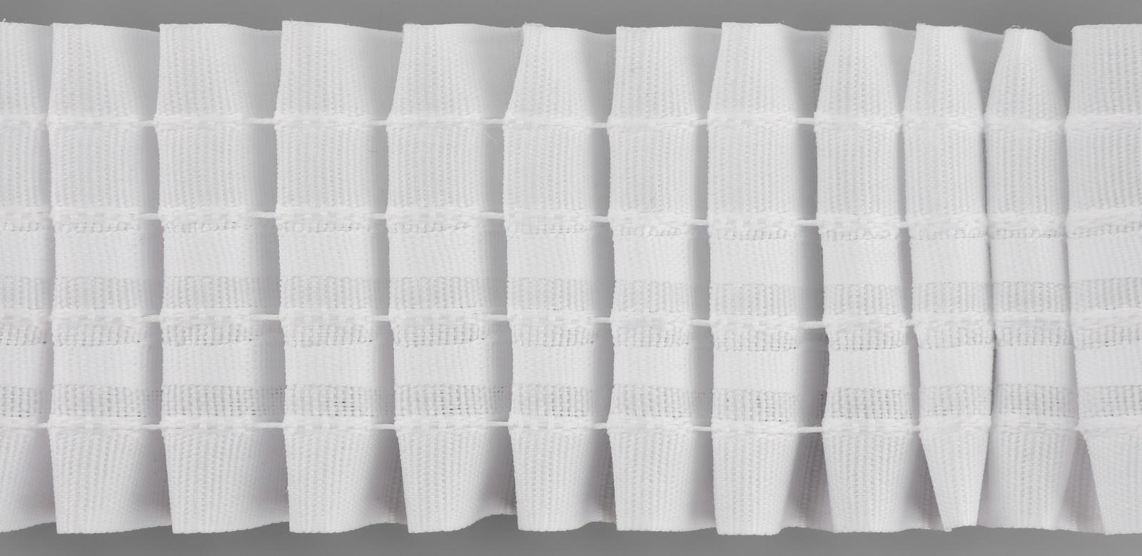 Шторная лента фиксированная сборка, матовая, 6 см, 50 ± 1 м, цвет белый