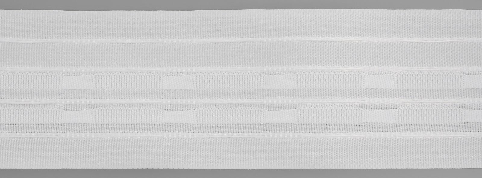 Шторная лента фиксированная сборка, матовая, 6 см, 50 ± 1 м, цвет белый