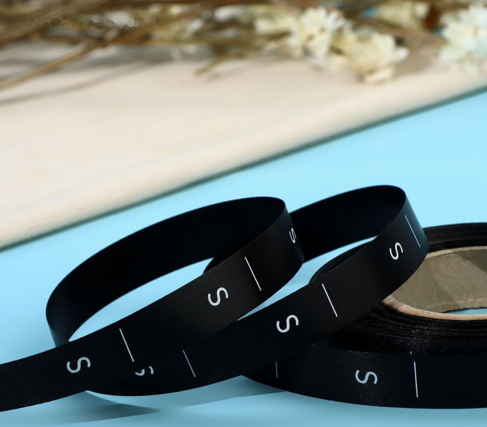 Размерник сатиновый, «S», 1000 шт, 12 мм, 30 м, цвет чёрный