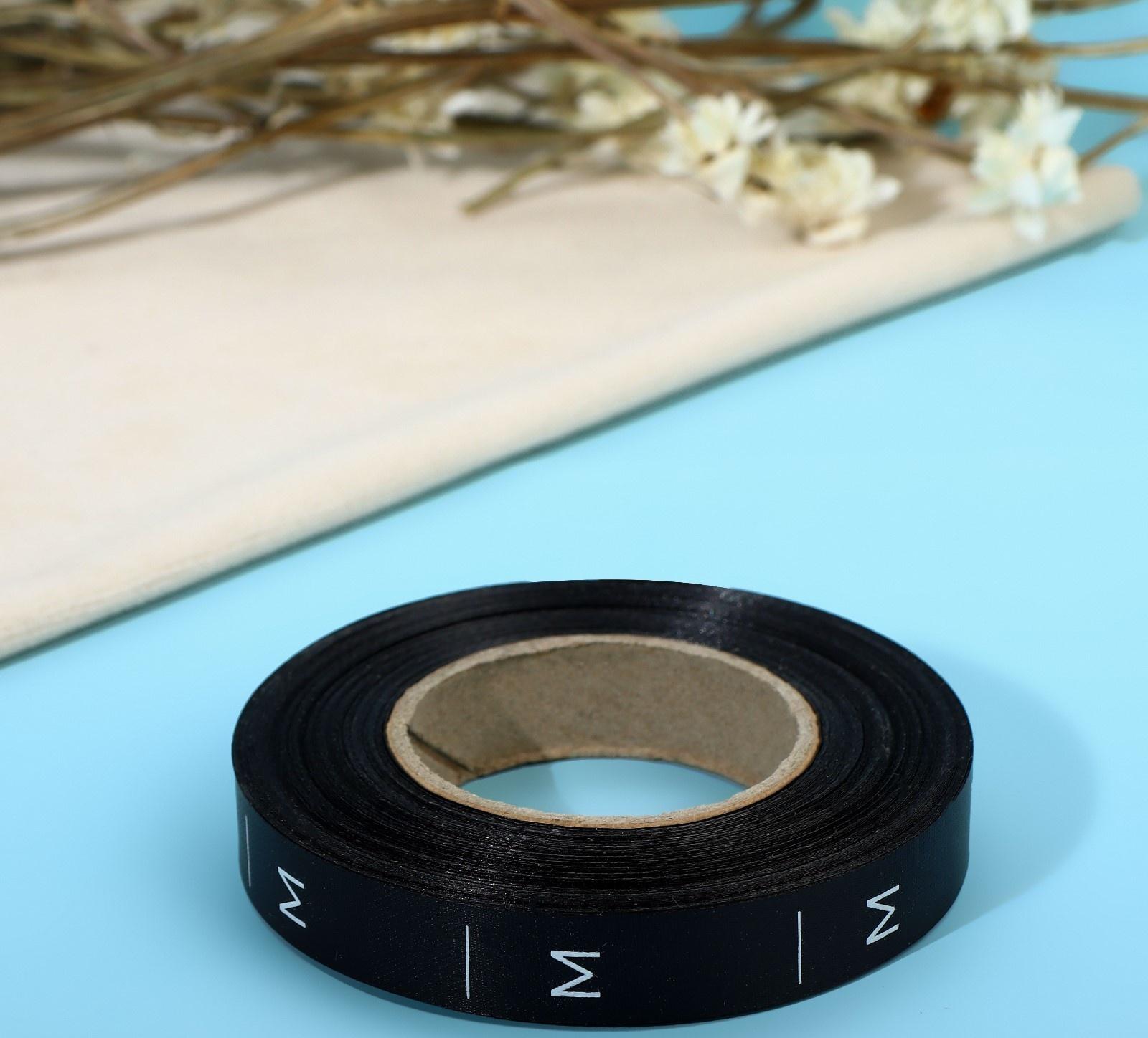 Размерник сатиновый, «M», 1000 шт, 12 мм, 30 м, цвет чёрный