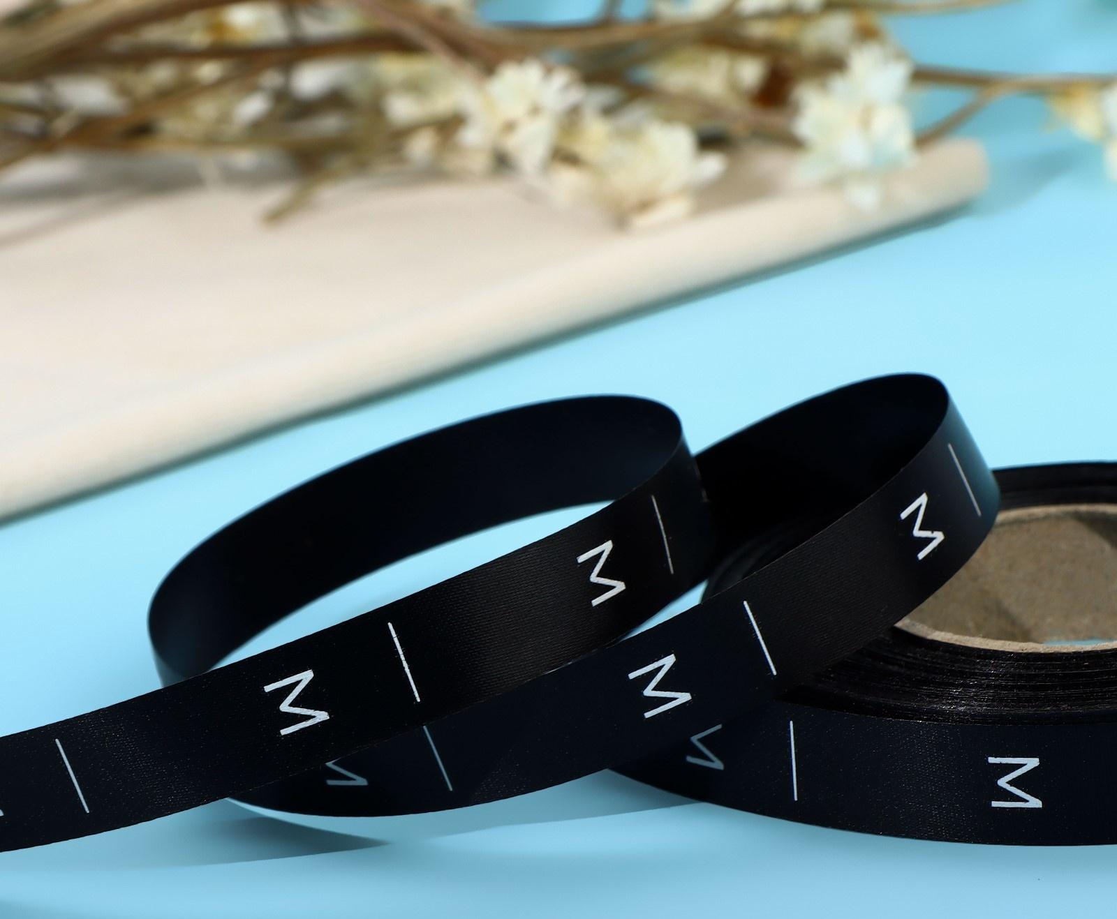 Размерник сатиновый, «M», 1000 шт, 12 мм, 30 м, цвет чёрный