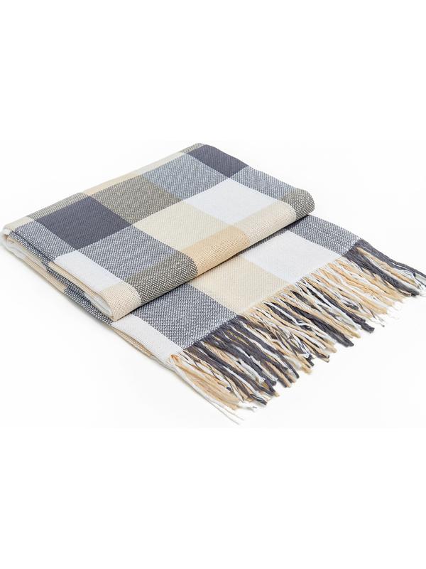 Плед Валенсия 140х200см, 155S/MARE, бел/пес, хл 50%, пэ 30%, пан 20%