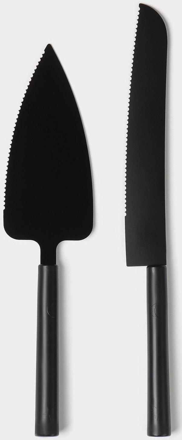 Набор кондитерских инструментов Доляна «Black», 2 предмета: лопатка (длина лезвия 12,5 см), нож (длина лезвия 16,5 см), цвет чёрный