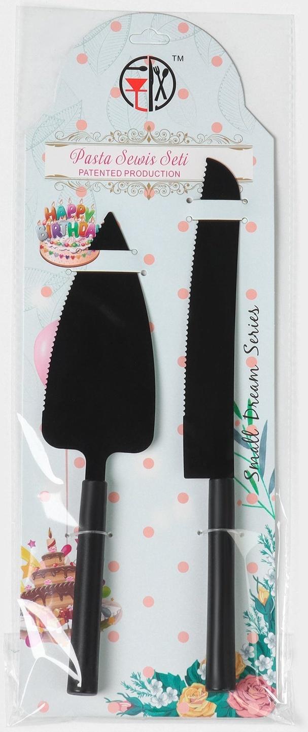 Набор кондитерских инструментов Доляна «Black», 2 предмета: лопатка (длина лезвия 12,5 см), нож (длина лезвия 16,5 см), цвет чёрный