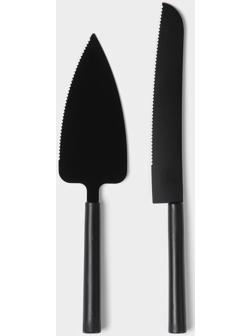 Набор кондитерских инструментов Доляна «Black», 2 предмета: лопатка (длина лезвия 12,5 см), нож (длина лезвия 16,5 см), цвет чёрный