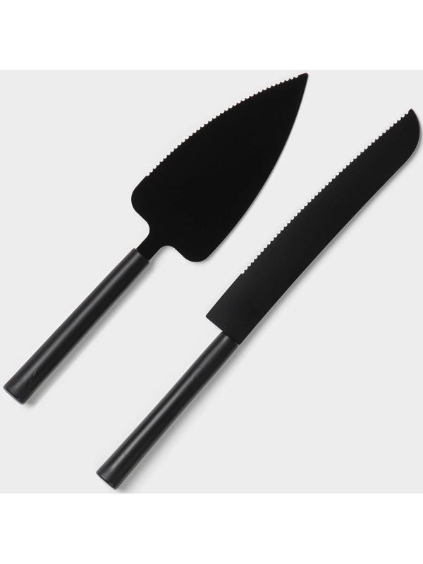 Набор кондитерских инструментов Доляна «Black», 2 предмета: лопатка (длина лезвия 12,5 см), нож (длина лезвия 16,5 см), цвет чёрный