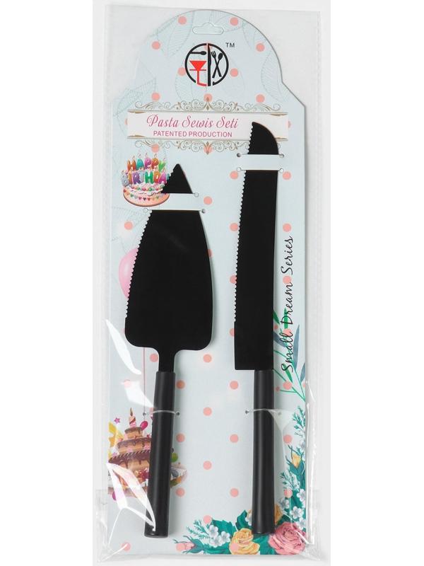 Набор кондитерских инструментов Доляна «Black», 2 предмета: лопатка (длина лезвия 12,5 см), нож (длина лезвия 16,5 см), цвет чёрный