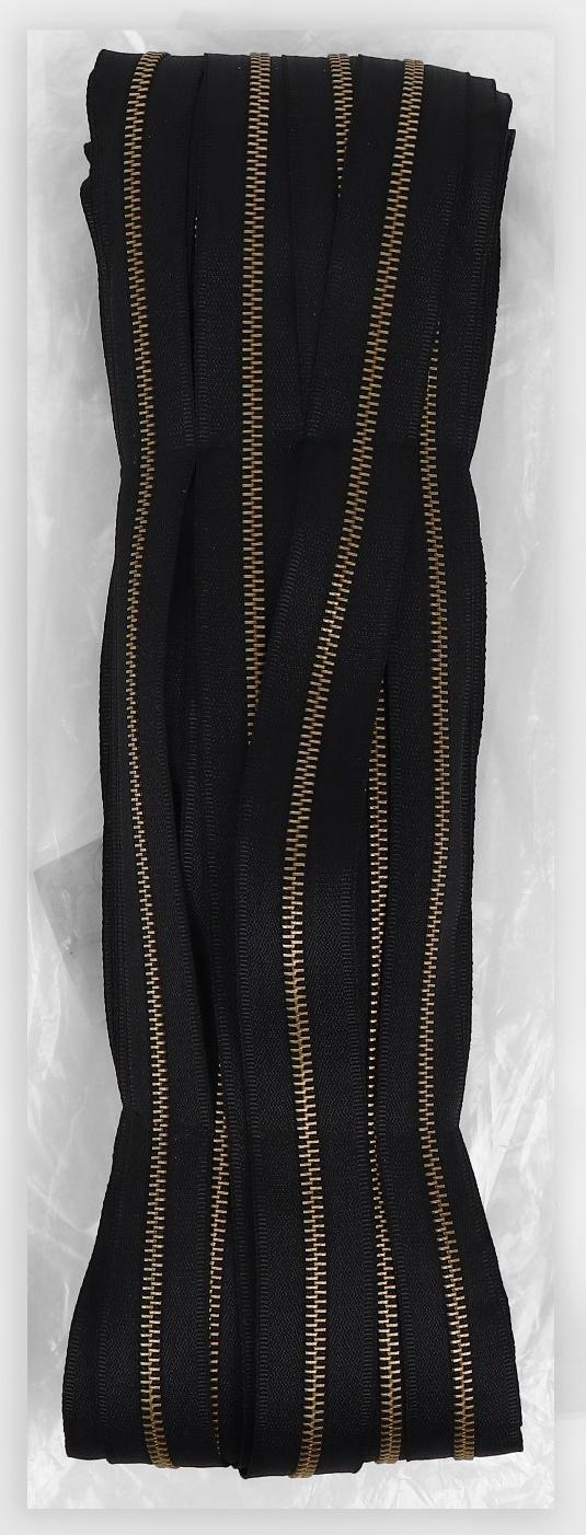 Молния рулонная металлическая, №5, 50 м, цвет чёрный/антик