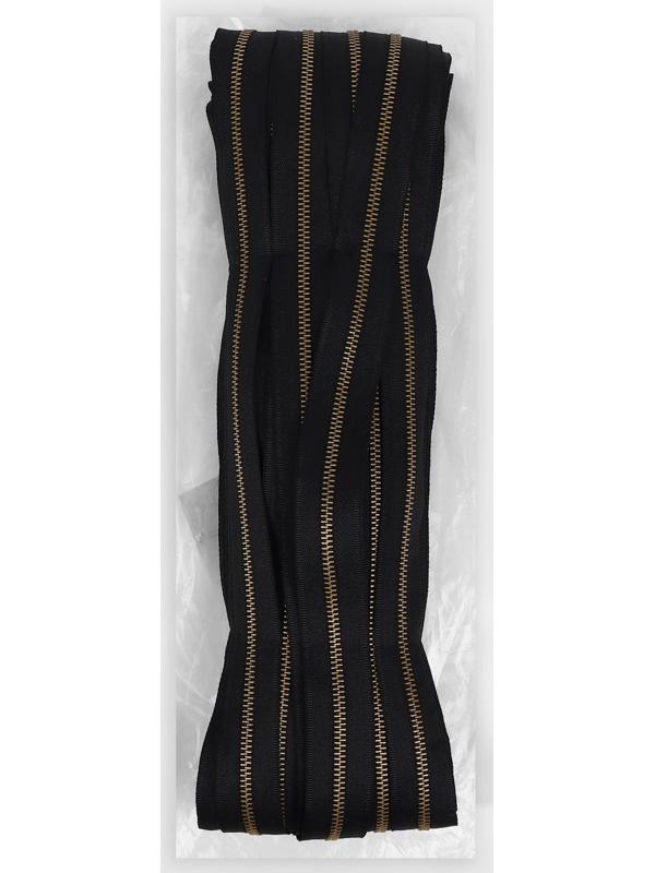 Молния рулонная металлическая, №5, 50 м, цвет чёрный/антик