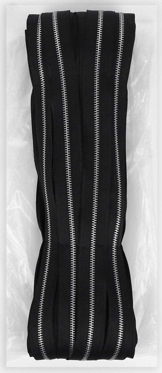 Молния рулонная металлическая, №5, 50 м, цвет чёрный/никель