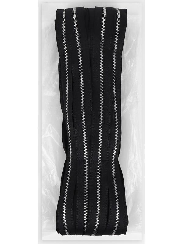 Молния рулонная металлическая, №5, 50 м, цвет чёрный/никель