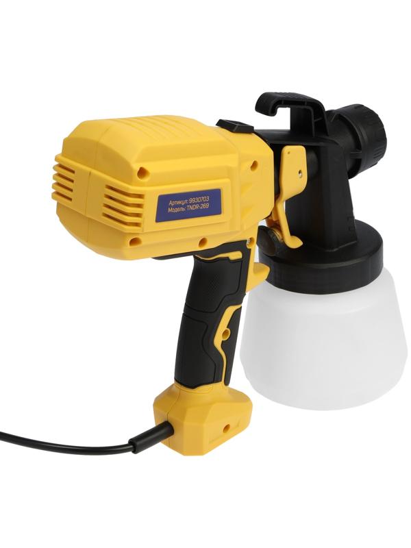 Краскопульт электрический ТУНДРА, 600 Вт, 800 мл, 650 мл/мин, сопло 2.5 мм, до 80 DIN
