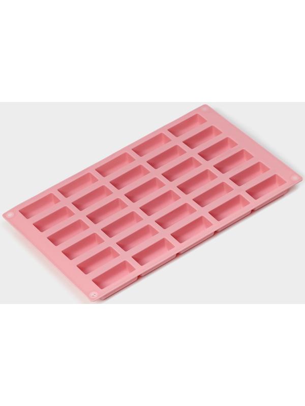 Силиконовая форма для конфет Доляна «Батончик», 28×17,5×2 см, 30 ячеек (4.3×1,7см)