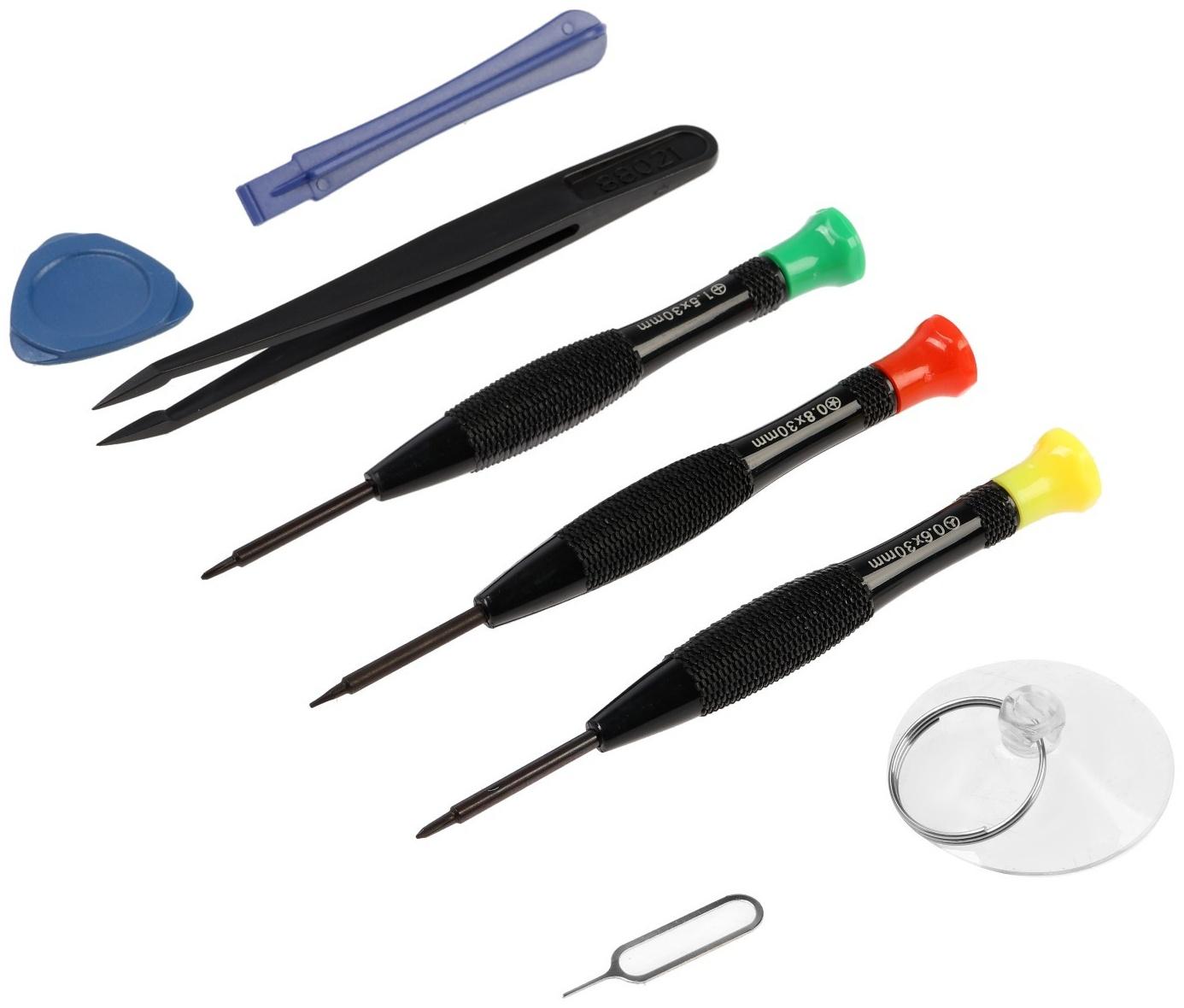 Набор для ремонта телефонов ТУНДРА, отвертки PH00, P0.8, TW0.6 + инструменты, 8 шт.