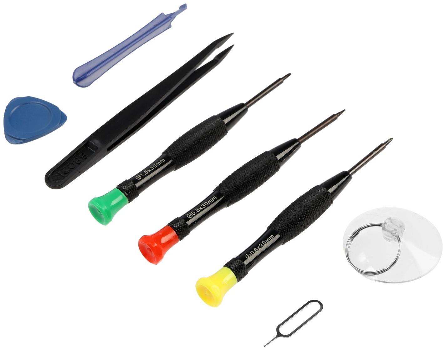 Набор для ремонта телефонов ТУНДРА, отвертки PH00, P0.8, TW0.6 + инструменты, 8 шт.