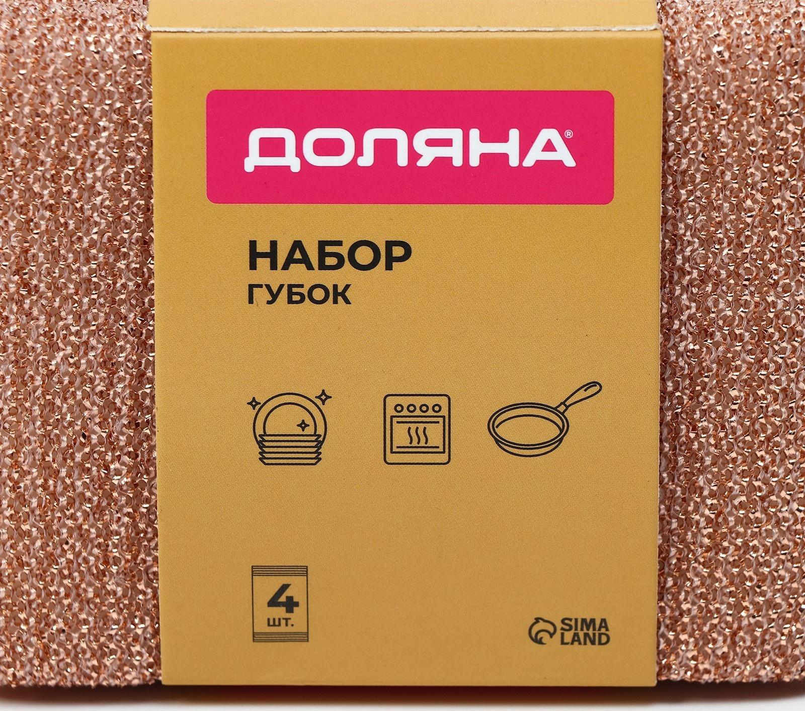 Набор губок скраберов с металлической нитью Доляна, 5 шт, 12,5×8,5×1,5 см