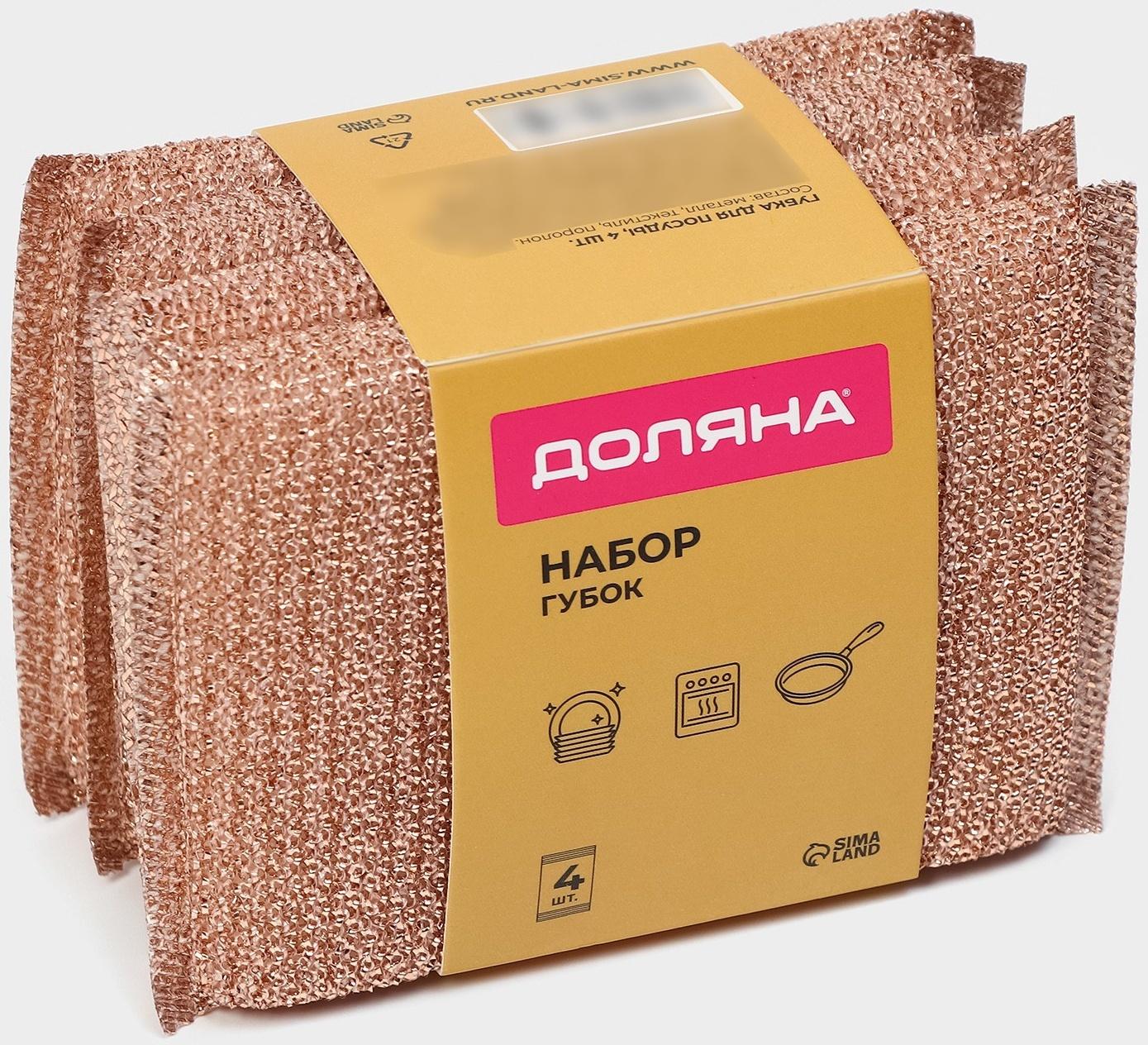 Набор губок скраберов с металлической нитью Доляна, 5 шт, 12,5×8,5×1,5 см