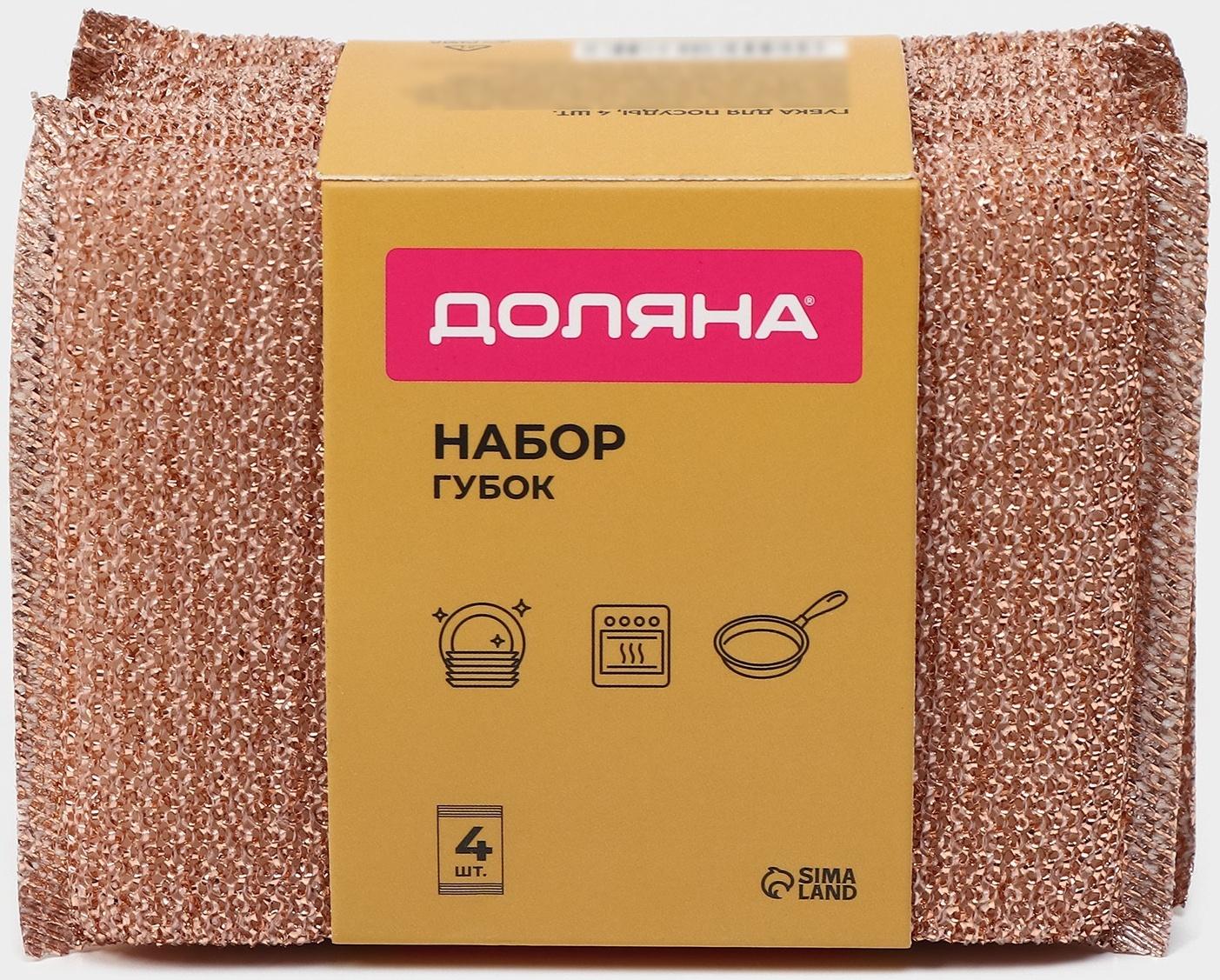 Набор губок скраберов с металлической нитью Доляна, 5 шт, 12,5×8,5×1,5 см