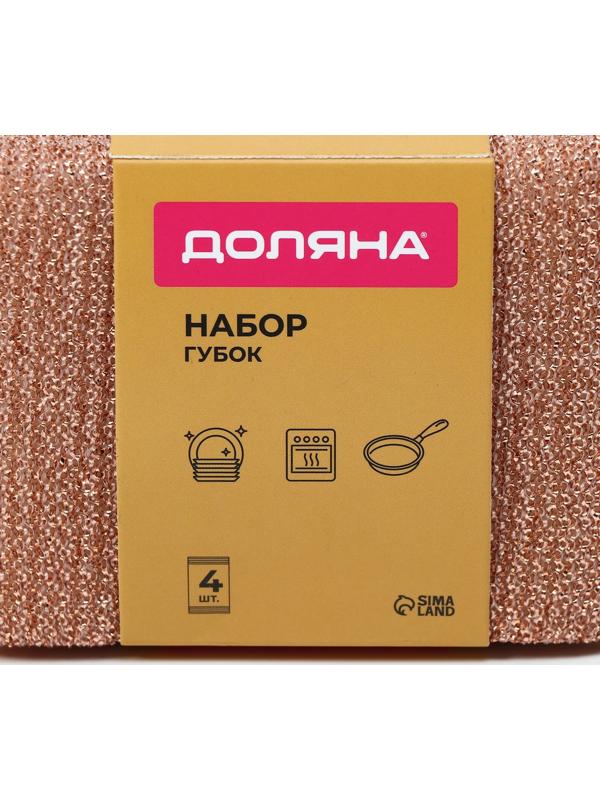 Набор губок скраберов с металлической нитью Доляна, 5 шт, 12,5×8,5×1,5 см
