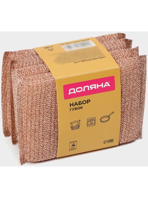 Набор губок скраберов с металлической нитью Доляна, 5 шт, 12,5×8,5×1,5 см