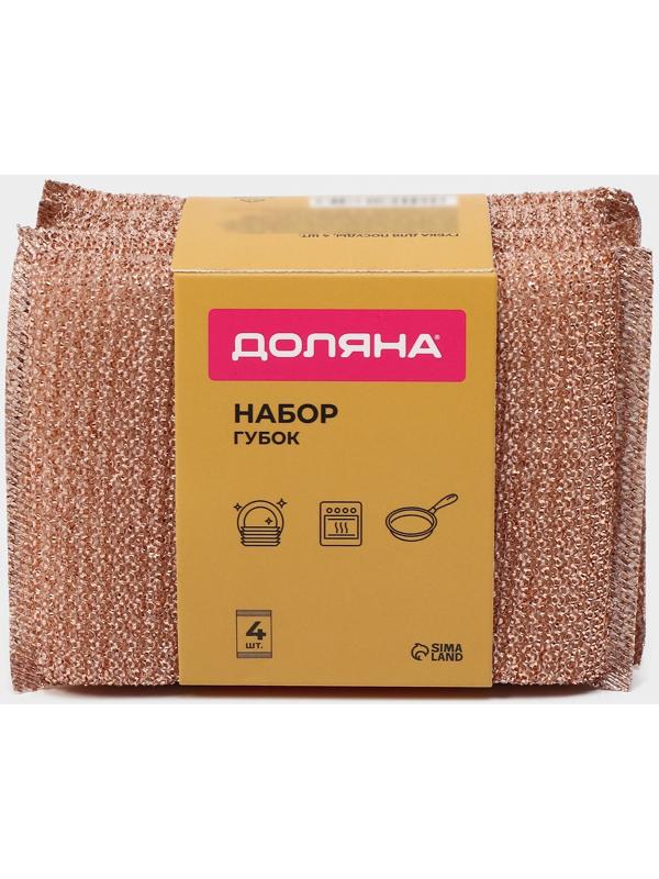 Набор губок скраберов с металлической нитью Доляна, 5 шт, 12,5×8,5×1,5 см
