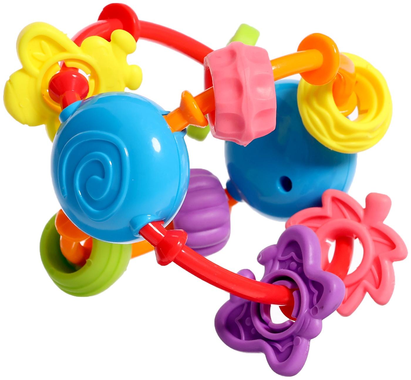 Погремушка детская с прорезывателем для зубов, цвет МИКС