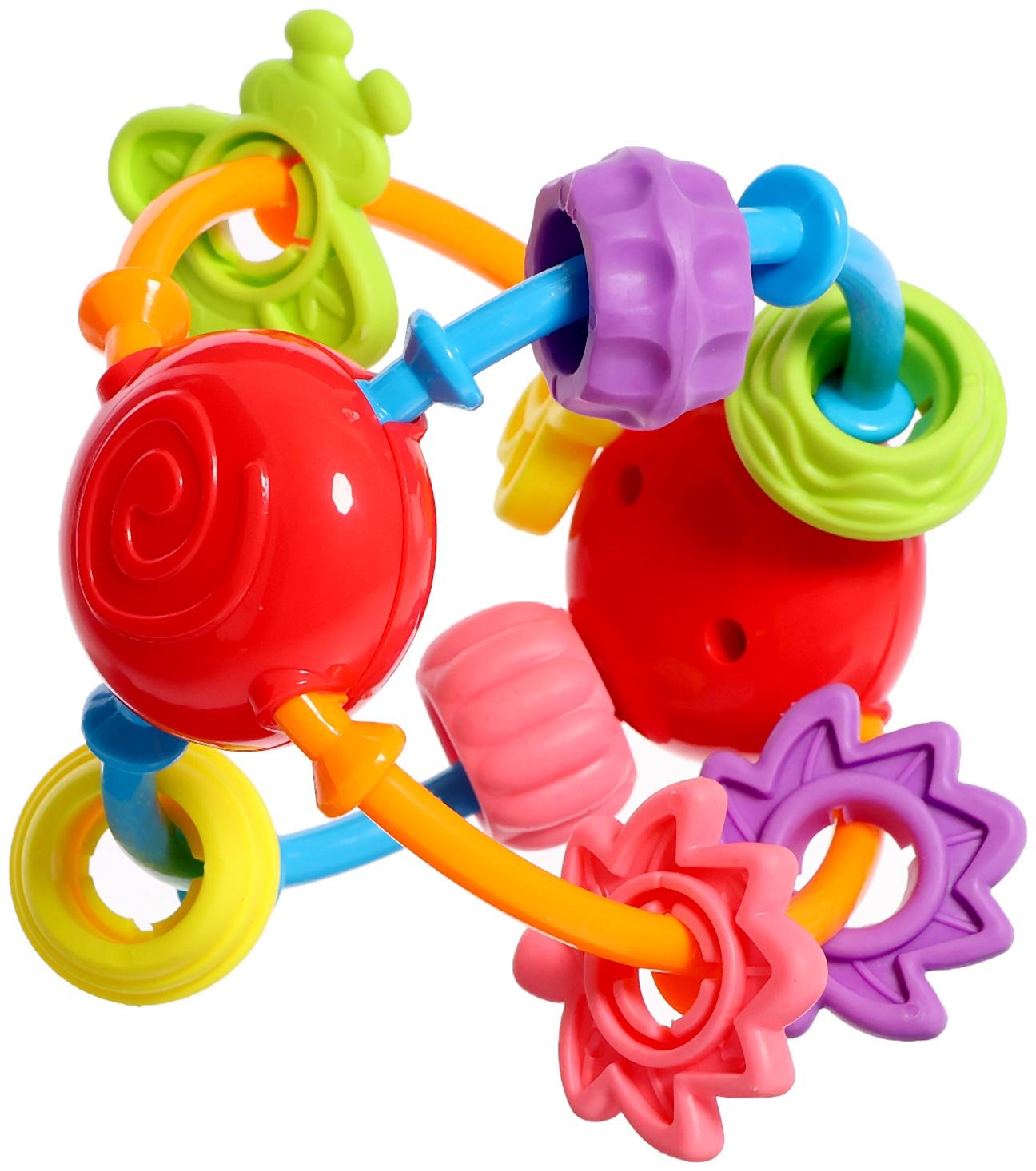 Погремушка детская с прорезывателем для зубов, цвет МИКС
