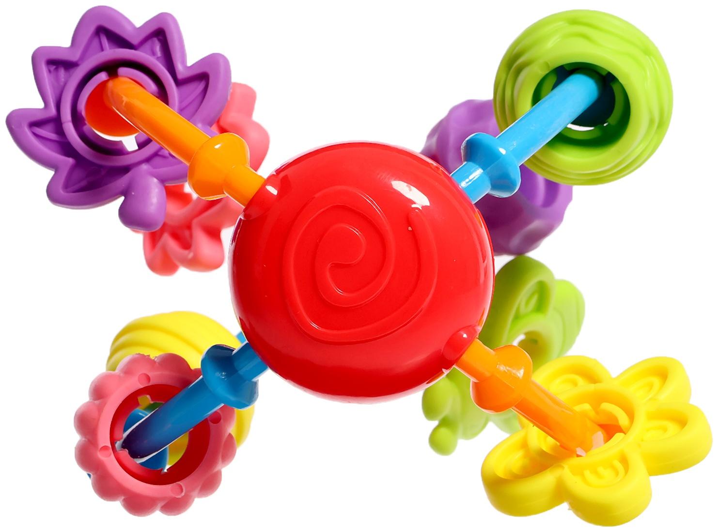 Погремушка детская с прорезывателем для зубов, цвет МИКС